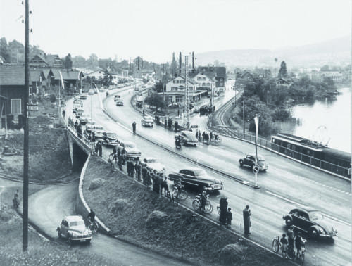 Eröffnungstag der Autobahn 1955.