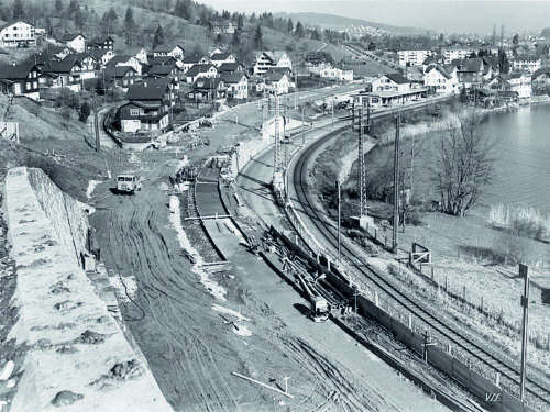 Bau der Autobahn, 1954.