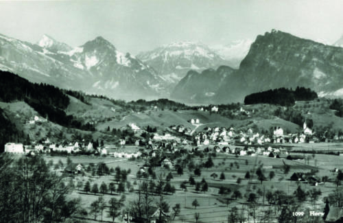 Der Horwer Talboden in Blickrichtung Bürgenstock, 1940